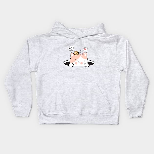 Lovely Cute Cat Kids Hoodie by Lovely Arts